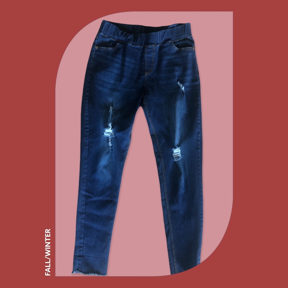 JVINI Skinny Women Pull-Up ripped Denim Jeggings